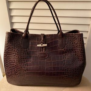 Longchamp Tote, Alagator Print Handbag.